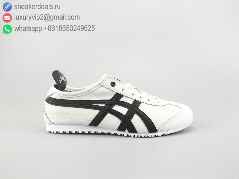 ONITSUKA TIGER MEXICO 66 LOW WHITE BLACK LEATHER UNISEX RUNNING SHOES